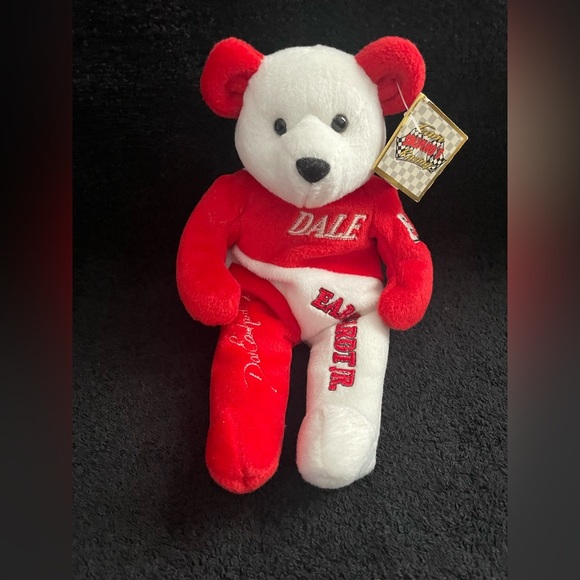 Vintage Dale Earnhardt Jr Teddy Bear Red White Salvinos Bammers Beanie Baby NEW - Picture 2 of 7